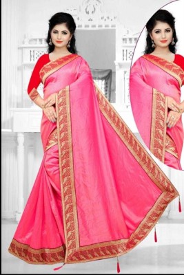 Queensky Woven Daily Wear Silk Blend Saree(Pink)