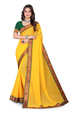 Kasumbo Tex Self Design Bollywood Georgette Saree(Yellow)