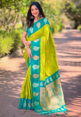 Nayanthara Trends Woven Paithani Silk Blend Saree(Light Green)