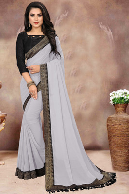 Aai shree khodiyar Solid/Plain Bollywood Georgette Saree(Multicolor)