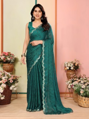 APERA Embellished Bollywood Polyester Saree(Green)