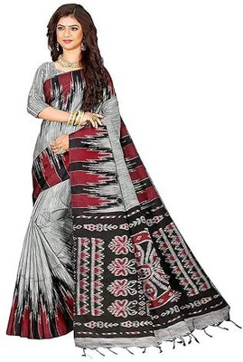 Dixon Printed, Self Design, Solid/Plain, Woven Sambalpuri Pure Cotton Saree(Grey)