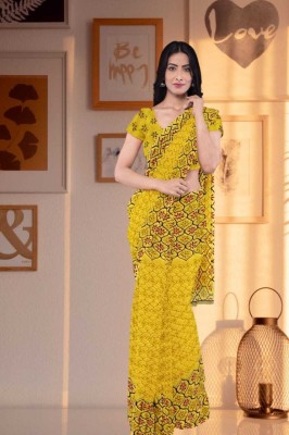 Ruhabs Printed Daily Wear Georgette Saree(Yellow)