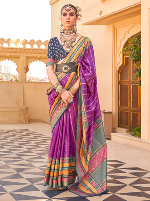 Tasrika Woven Banarasi Silk Blend Saree(Magenta)