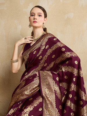 Shreyansh creation Woven Banarasi Pure Silk Saree(Maroon)