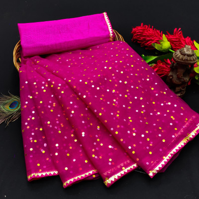 CHITRA FASHION Printed Bollywood Net Saree(Pink)
