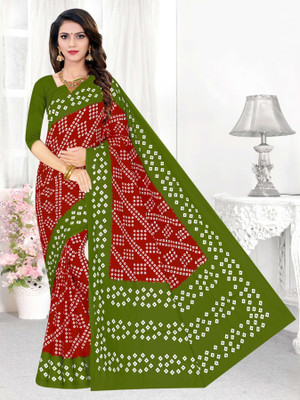 SARITA SAREES Printed Daily Wear Pure Cotton Saree(Red)