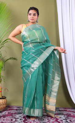 Rohit Designer Self Design Daily Wear Net Saree(Green)