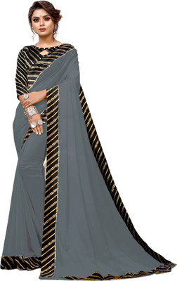 Be4Me.com Solid/Plain Bollywood Georgette Saree(Grey)
