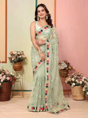 Sofisty Self Design Bollywood Net Saree(Light Green)