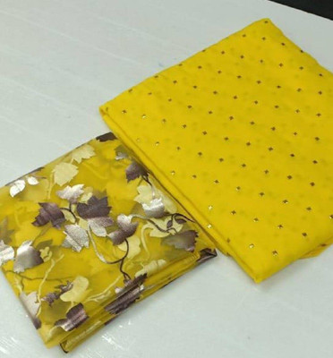 Egretail Floral Print Daily Wear Chiffon Saree(Yellow)