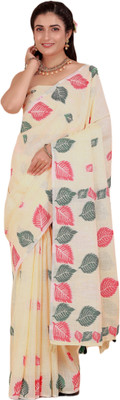 NEGRONI Printed Daily Wear Linen Saree(Green)