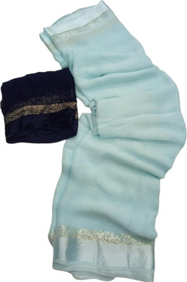 ELEGENCE FAB Solid/Plain Bollywood Viscose Rayon Saree(Light Blue)