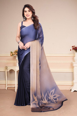 Magneitta Printed, Self Design Bollywood Chiffon, Georgette Saree(Dark Blue)