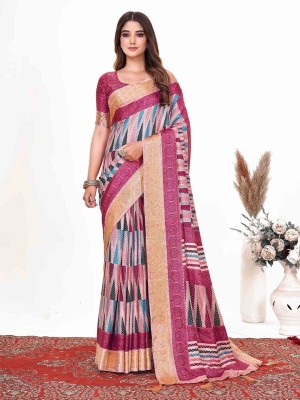 ANOUK Printed Chinnalapattu Silk Blend Saree(Purple)