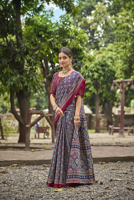 SoshrepCreation Printed Bandhani Pure Cotton Saree(Multicolor)