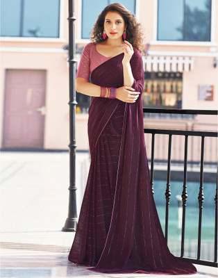 Satrani Embellished Bollywood Georgette Saree(Purple)