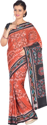 handloom paridhaan Dyed, Temple Border, Hand Painted Handloom Pure Cotton Saree(Light Green, Red)