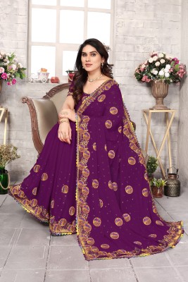 KHRITI FAB Embroidered Bollywood Georgette Saree(Purple)