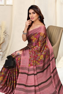 MIRCHI FASHION Printed, Floral Print Daily Wear Chiffon, Georgette Saree(Pink, Mustard)