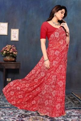 Saadhvi Floral Print Bollywood Georgette Saree(Red)