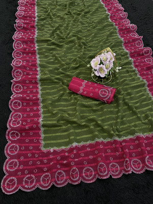 KHRITI FAB Embellished Bollywood Georgette Saree(Pink, Green)