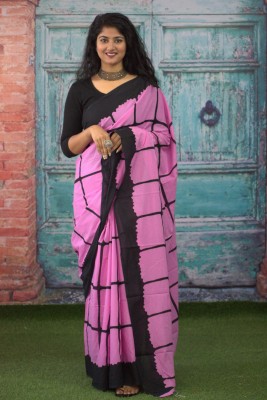 ABHIT CREATION Geometric Print Daily Wear Pure Cotton Saree(Pink)