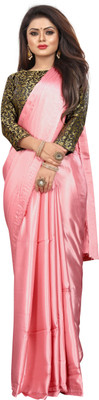 Queen worth Solid/Plain Assam Silk Pure Silk Saree(Pink)