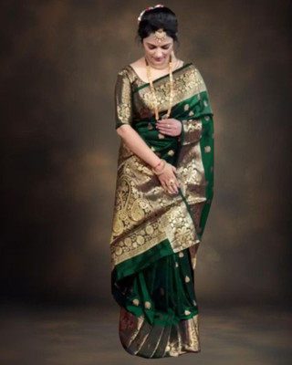 JAYAMENTERPRISE Embroidered, Self Design Bollywood Jacquard Saree(Green)