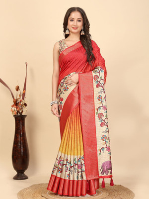 J6 Designers Floral Print Daily Wear Art Silk Saree(Multicolor)