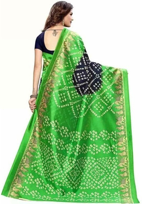 Saadhvi Printed Kanjivaram Cotton Blend Saree(Green)