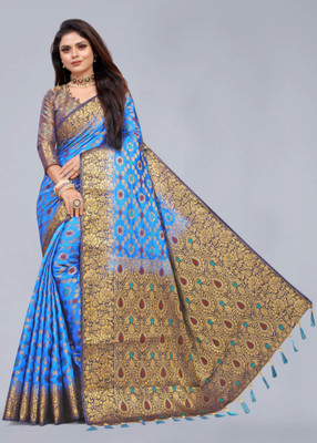 DILSAY Self Design Banarasi Cotton Silk Saree(Multicolor)