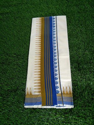 Kuthampully Printed Daily Wear Pure Cotton Saree(White)