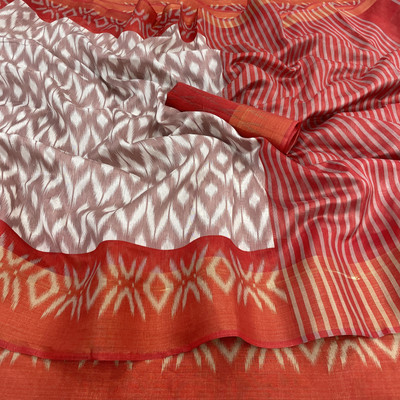 Kjs Embellished Ikkat Cotton Silk Saree(Multicolor)