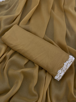 Elder Solid/Plain Bollywood Georgette Saree(Yellow)