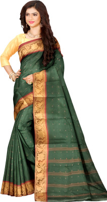 BD Taant Saree Self Design Tant Pure Cotton Saree(Green)