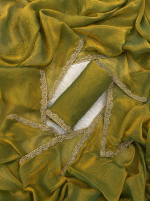 Dhimahi Self Design, Striped Bollywood Chiffon Saree(Gold)