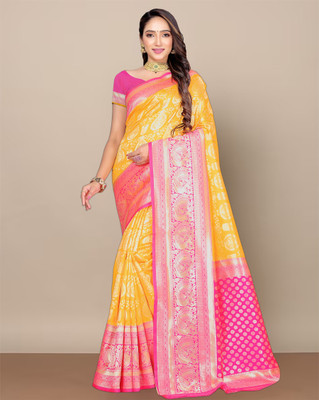 Divastri Woven Banarasi Silk Blend Saree(Yellow)