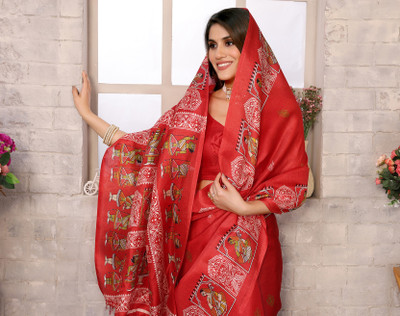 YASHIKA Printed Bollywood Art Silk Saree(Red)
