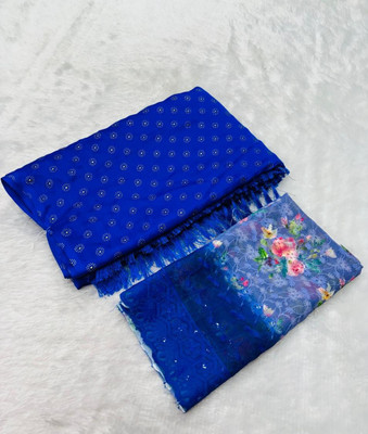 Tradivibe Embroidered Bollywood Chiffon Saree(Blue)