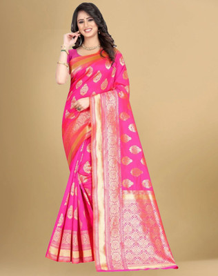 Divastri Woven, Embellished Banarasi Silk Blend, Jacquard Saree(Pink)