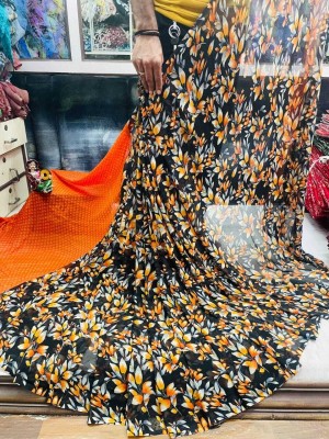Sanwariya Silks Printed Bollywood Georgette Saree(Orange)