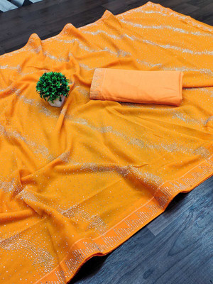 ishu enterprise Self Design Bollywood Georgette Saree(Yellow)