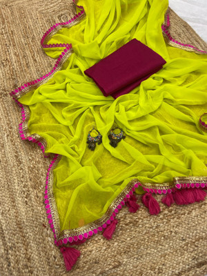 Classy Foriever Solid/Plain Mangalagiri Georgette Saree(Multicolor)