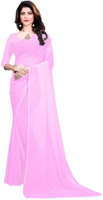 stylescope Solid/Plain Bollywood Georgette Saree(Pink)