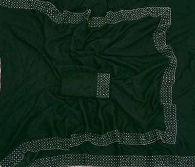 Queenhive Self Design Daily Wear Georgette Saree(Dark Green)