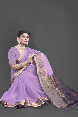 Aarunika SBT Solid/Plain Bollywood Organza Saree(Purple)