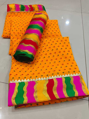 Sareez House Printed Leheria Georgette Saree(Multicolor)