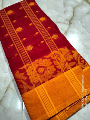 p fashion Self Design Tant Pure Cotton Saree(Red)