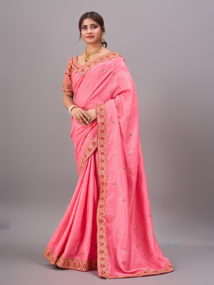Darshan fab Embroidered Chinnalapattu Pure Silk Saree(Pink)